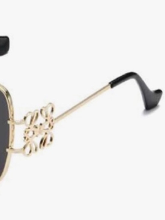 Gold Frame Black Lens Women\'s Sunglasses and Earring Set.